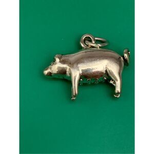 .925 Farm Pig Sterling Silver Jewelry Charm #farm animals